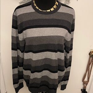 Eddie Bauer Men's Multi-Gray Striped Crewneck Sweater